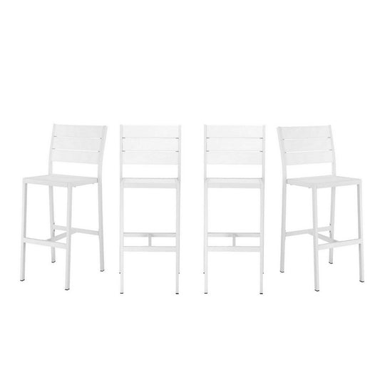 Kylo 18 Inch Set of 4 Bar Height Side Chairs, White Aluminum Metal Frames By Casagear Home