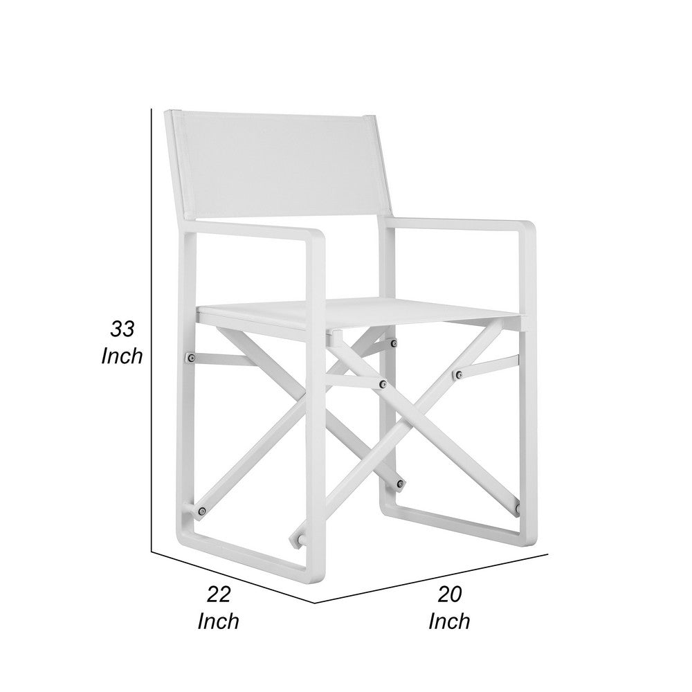 Keli 20 Inch Outdoor Armchair Crisp White Finish Foldable Set of 2 By Casagear Home BM287751