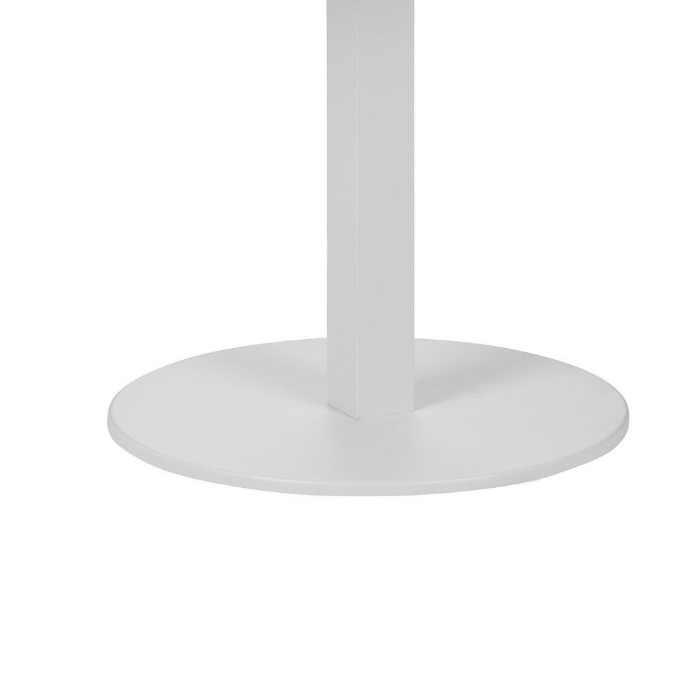 Keli 35 Inch Round Dining Table White Aluminum Frame Foldable Design By Casagear Home BM287782