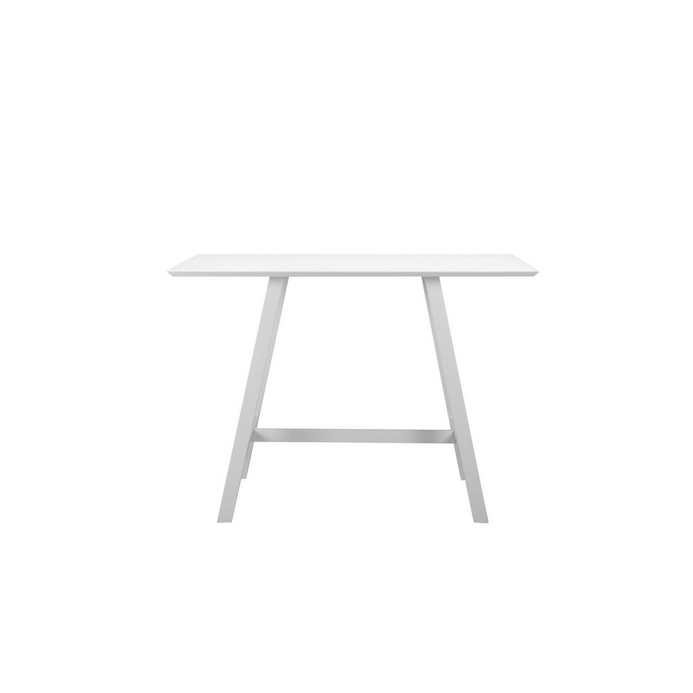 Keli 43 Inch Bar Table Classic White Aluminum Frame Rectanglular Top By Casagear Home BM287784