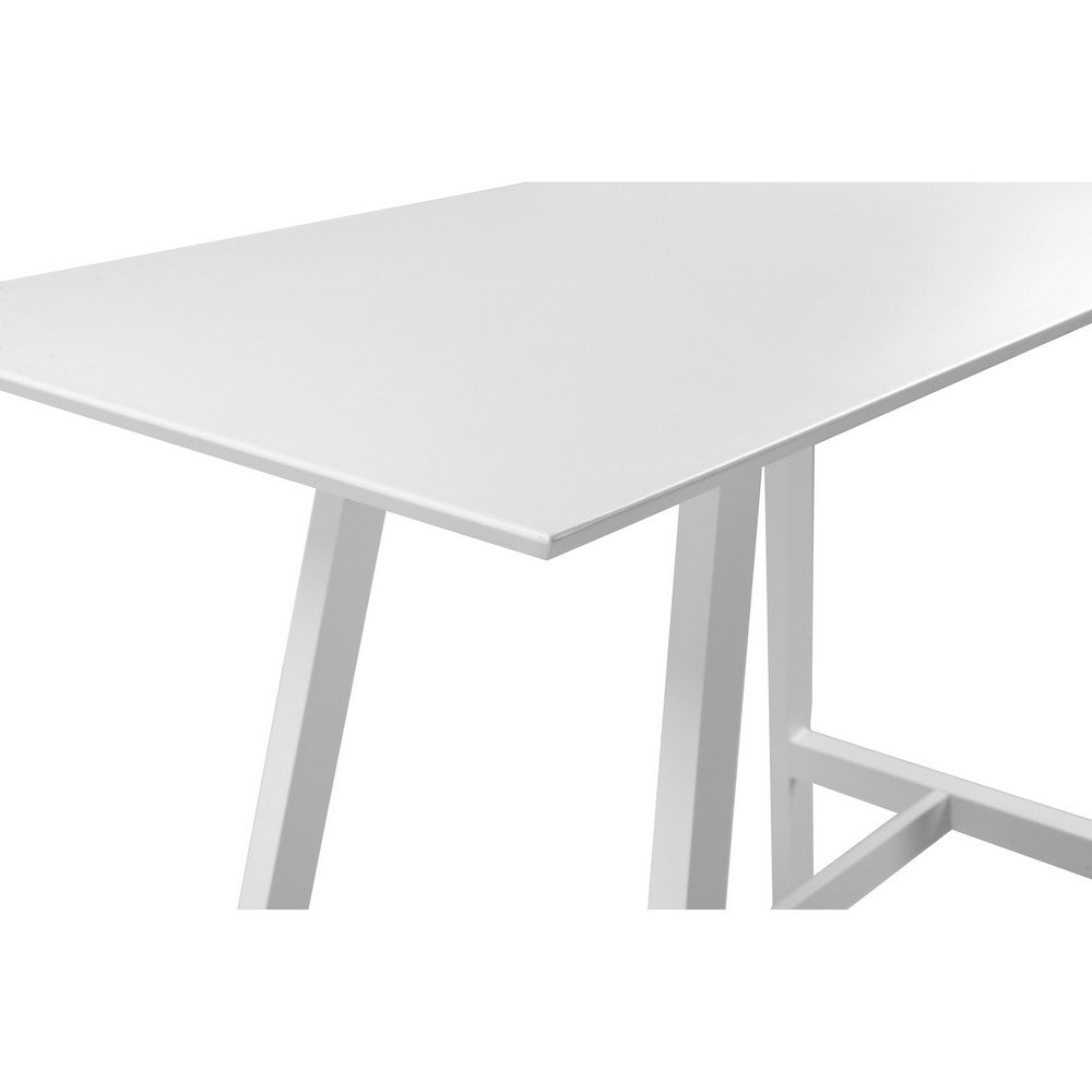 Keli 43 Inch Bar Table Classic White Aluminum Frame Rectanglular Top By Casagear Home BM287784