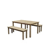 Felix 3 Piece Modern Dining Set, Natural Brown Acacia Wood Frame, 6 Seater By Casagear Home