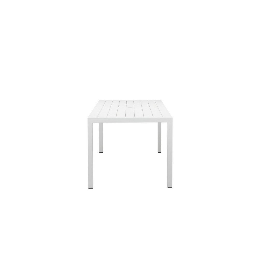 Fifi 71 Inch Outdoor Dining Table Polyresin Top White Aluminum Frame By Casagear Home BM287790