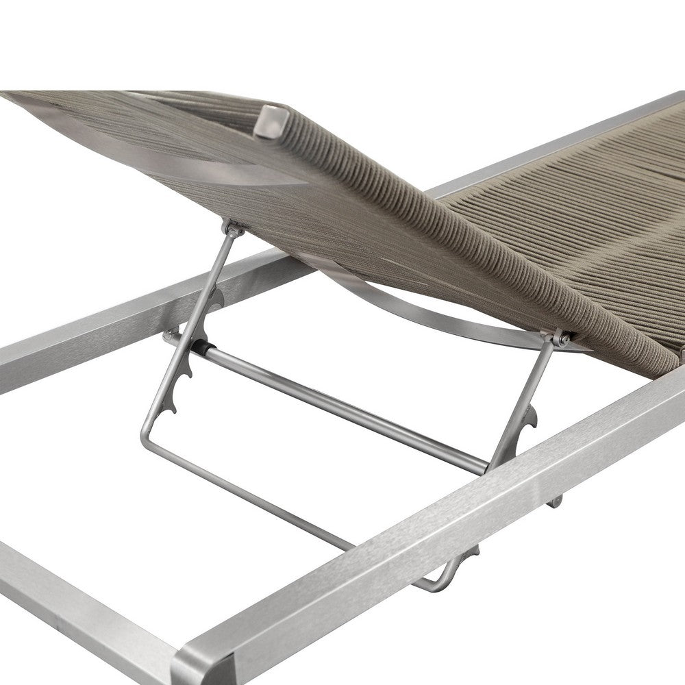 Kylo 76 Inch Outdoor Chaise Lounger Smooth Gray Aluminum Frame Adjustable By Casagear Home BM287820