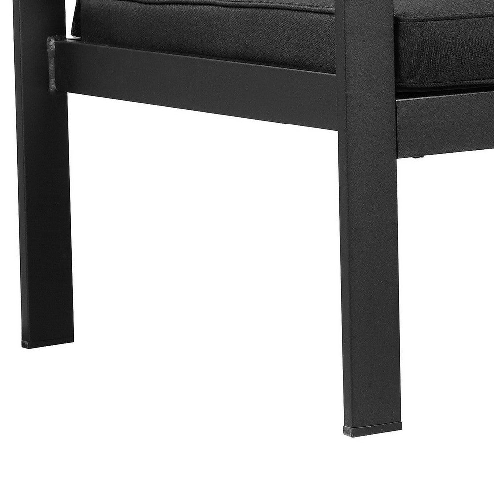 Kili 29 Inch Armchair Jet Black Aluminum Frame Water Resistant Fabric By Casagear Home BM287852