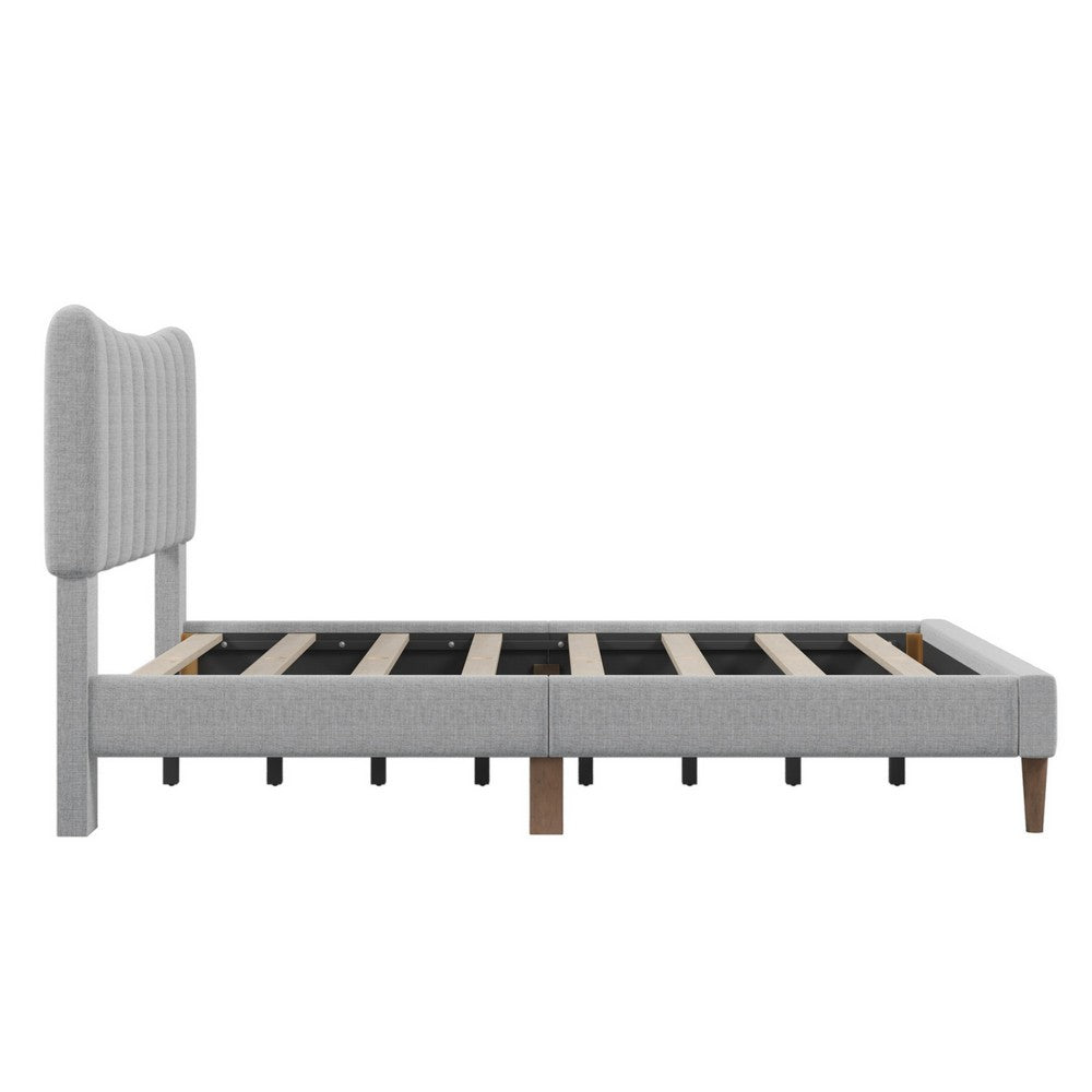 Tripp Modern Full Platform Bed Frame with Channel Tufted Headboard Gray By Casagear Home BM287872