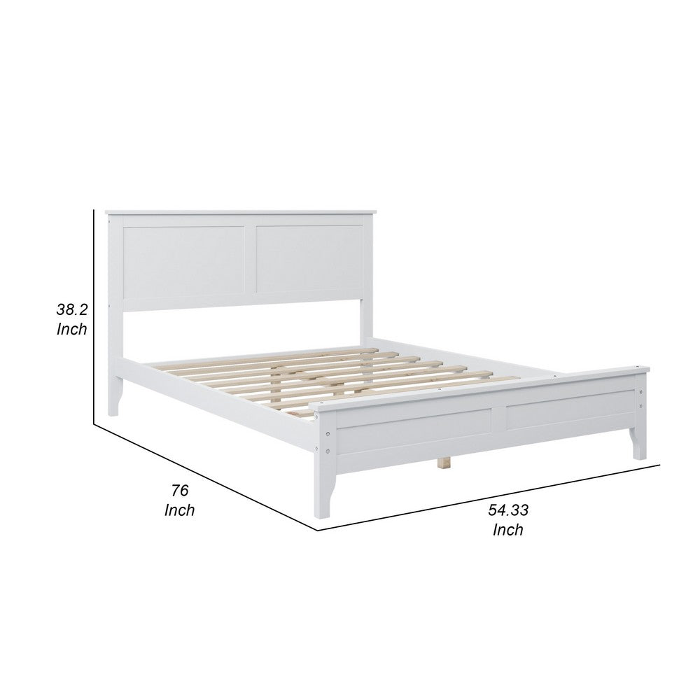 Grant Modern Full Size Platform Bed with Slats and Headboard Classic White By Casagear Home BM287878