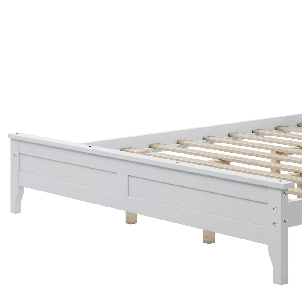 Grant Modern Queen Platform Bed with Slats and Headboard Classic White By Casagear Home BM287879