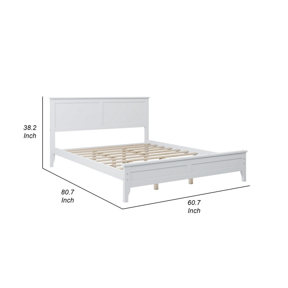 Grant Modern Queen Platform Bed with Slats and Headboard Classic White By Casagear Home BM287879