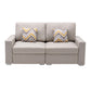 Meg 67 Inch Modern Loveseat with Throw Pillows Adjustable Height Beige By Casagear Home BM287956