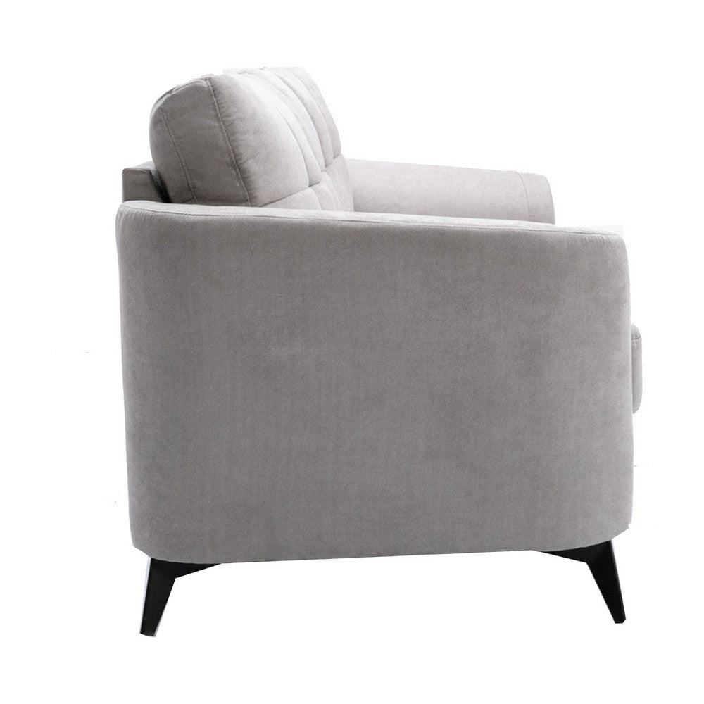 Odin 79 Inch Modern Sofa with Tufted Cushions Light Gray Velvet Upholstery By Casagear Home BM287962