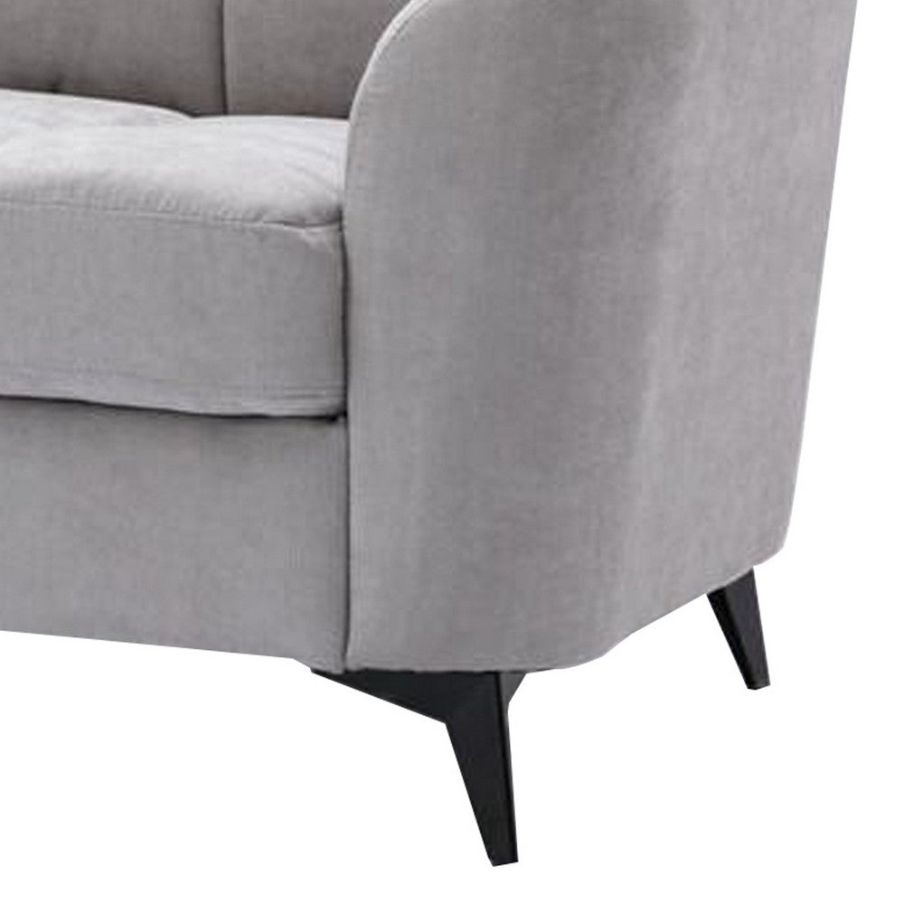 Odin 79 Inch Modern Sofa with Tufted Cushions Light Gray Velvet Upholstery By Casagear Home BM287962