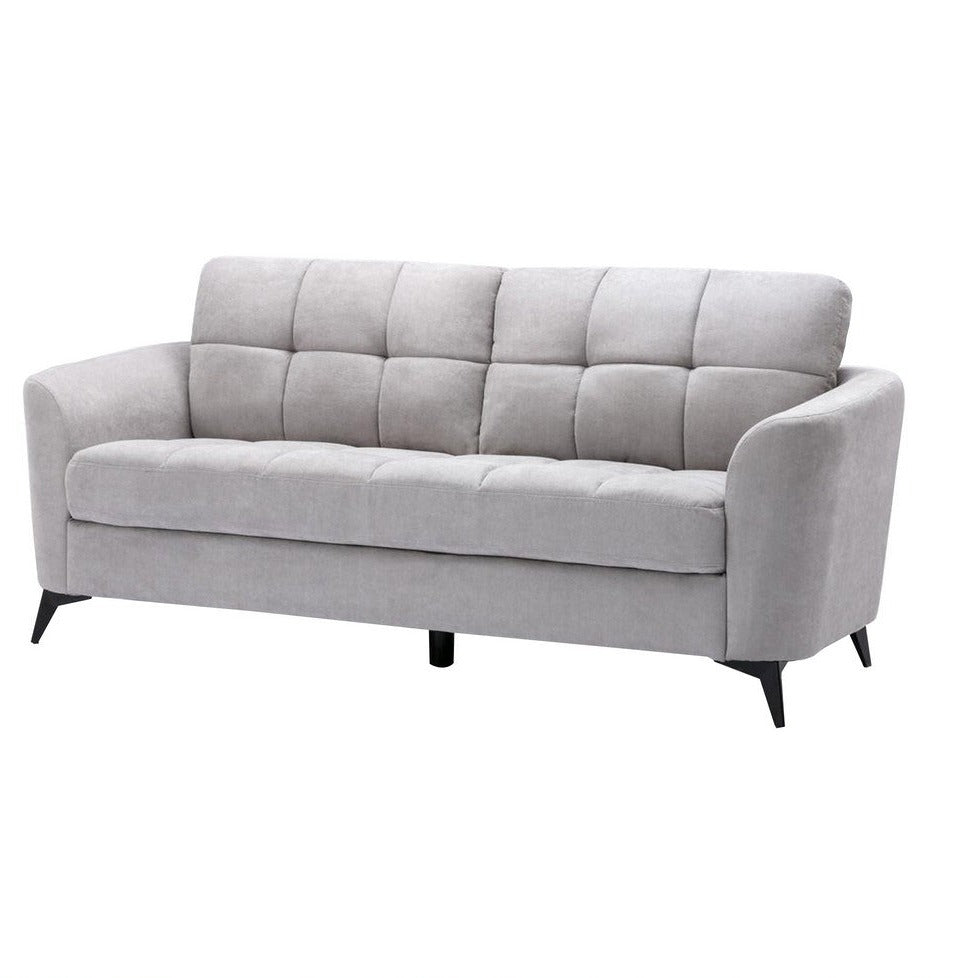 Odin 79 Inch Modern Sofa, Tufted Cushions, Light Gray Linen Fabric Upholstery By Casagear Home