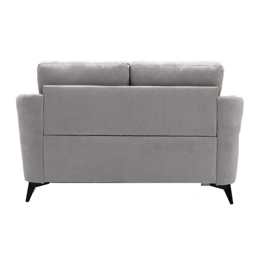 Odin 60 Inch Modern Loveseat Tufted Cushions Light Gray Velvet Upholstery By Casagear Home BM287964