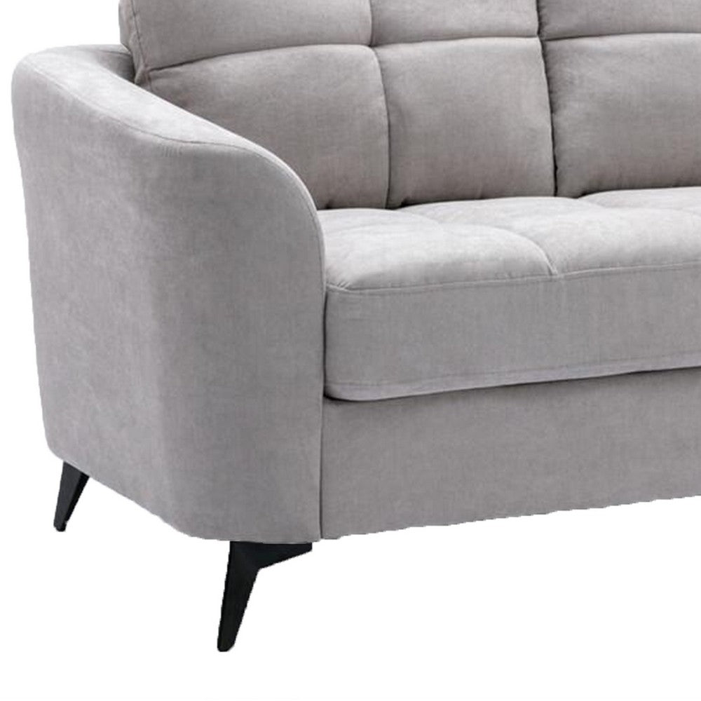 Odin 60 Inch Modern Loveseat Tufted Cushions Light Gray Velvet Upholstery By Casagear Home BM287964