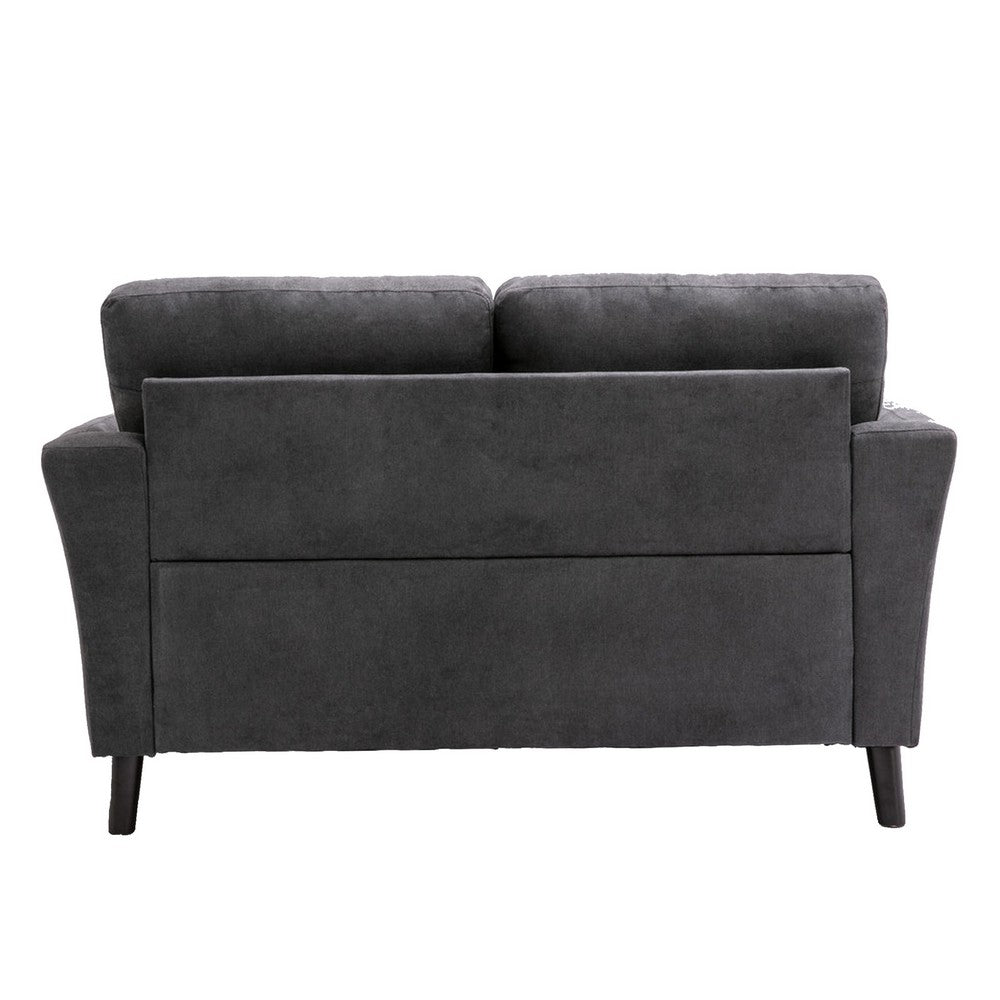 Otto 57 Inch Loveseat Throw Pillows Padded Cushions Dark Gray Velvet By Casagear Home BM287968