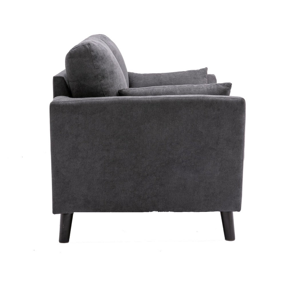 Otto 57 Inch Loveseat Throw Pillows Padded Cushions Dark Gray Velvet By Casagear Home BM287968