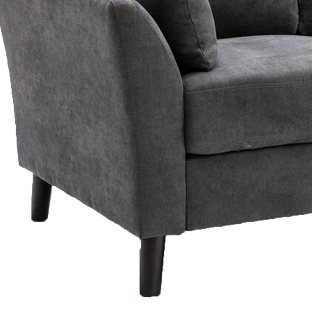 Otto 57 Inch Loveseat Throw Pillows Padded Cushions Dark Gray Velvet By Casagear Home BM287968