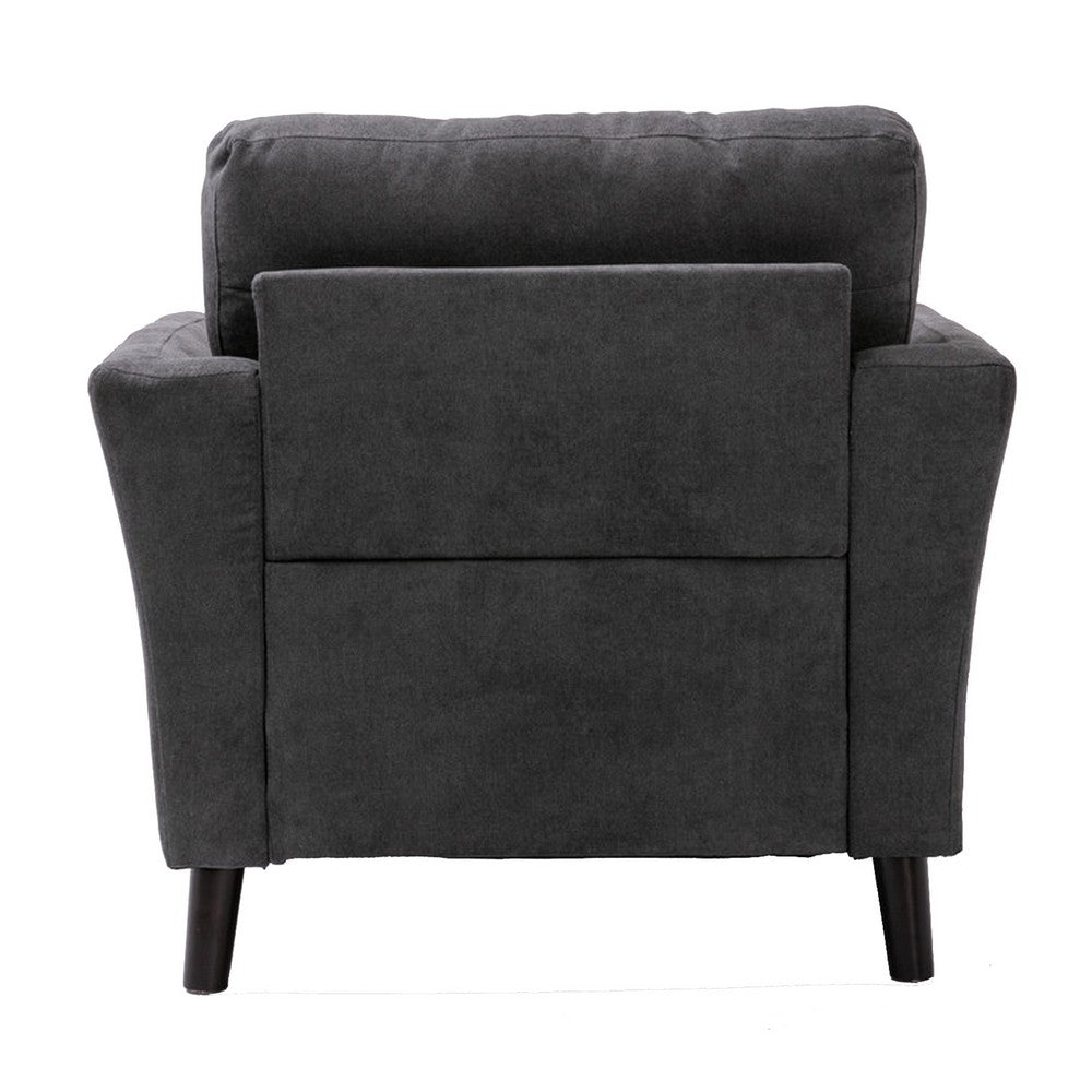 Otto 37 Inch Armchair Throw Pillows Cushioned Dark Gray Velvet Fabric By Casagear Home BM287969