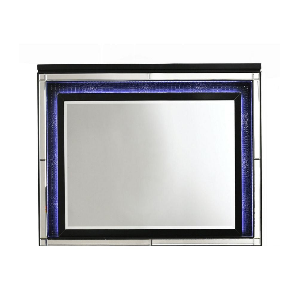 Kya 38 x 50 Vanity Dresser Mirror with Built In LED Lighting Glam Black By Casagear Home BM287975