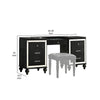 Kya 64 Inch Vanity Dresser Table with 7 Drawers Mirrored Trim Glam Black By Casagear Home BM287976