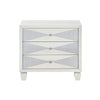 Lexi 28 Inch Modern Nightstand with 3 Drawers Shimmer Accents Off White By Casagear Home BM287992