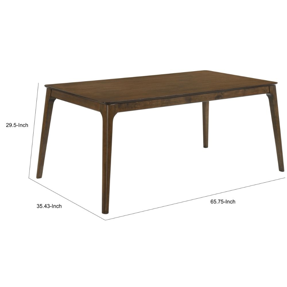 Nick 66 Inch Modern Dining Table Rubberwood Angled Legs Walnut Brown By Casagear Home BM288004