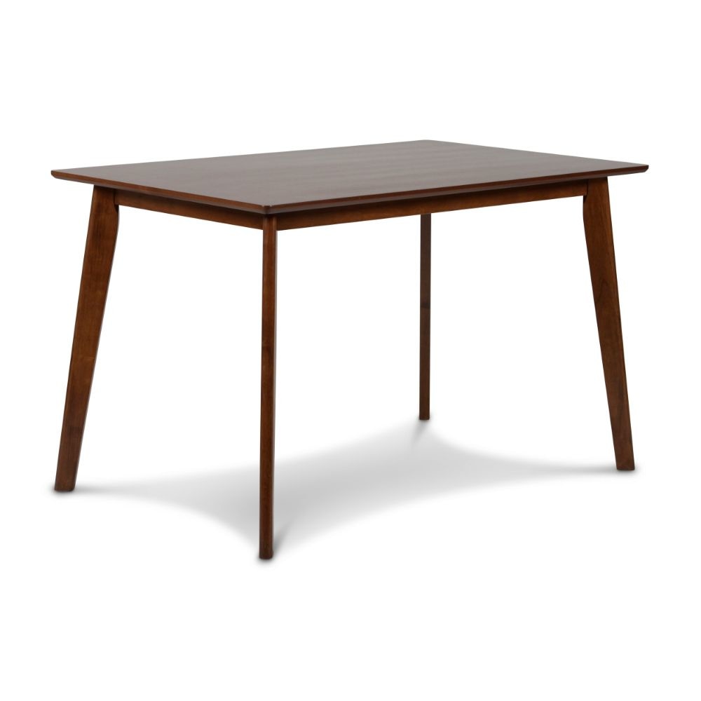 Bev 47 Inch Modern Dining Table, Sleek Rubberwood Frame, Dark Walnut Brown By Casagear Home