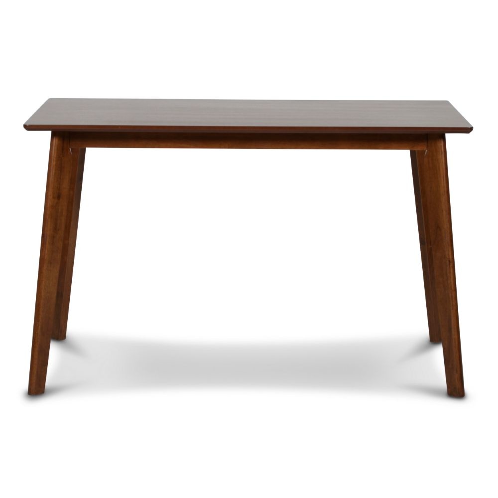 Bev 47 Inch Modern Dining Table Sleek Rubberwood Frame Dark Walnut Brown By Casagear Home BM288006