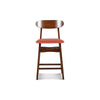 Bev 24 Inch Set of 2 Counter Stools Orange Cushions Dark Brown Rubberwood By Casagear Home BM288015