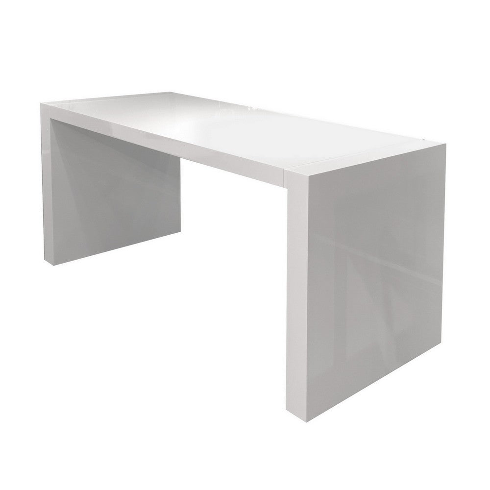 Lulu 28 Inch Minimalist Computer Desk Console with Panel Legs Pure White By Casagear Home BM288156