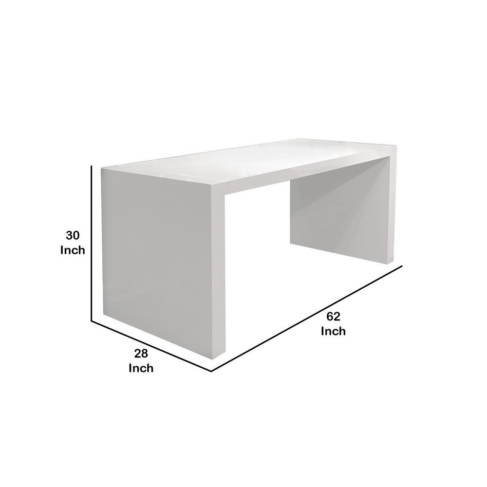 Lulu 28 Inch Minimalist Computer Desk Console with Panel Legs Pure White By Casagear Home BM288156