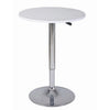 34-44 Inch Classic Bar Table, Adjustable Height Stainless Steel Base, White By Casagear Home