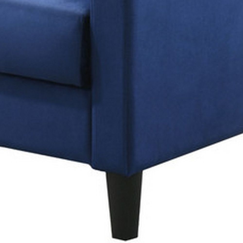 Oz 28 Inch Modern Accent Armchair with Foam Cushion Tufted Blue Velvet By Casagear Home BM293508