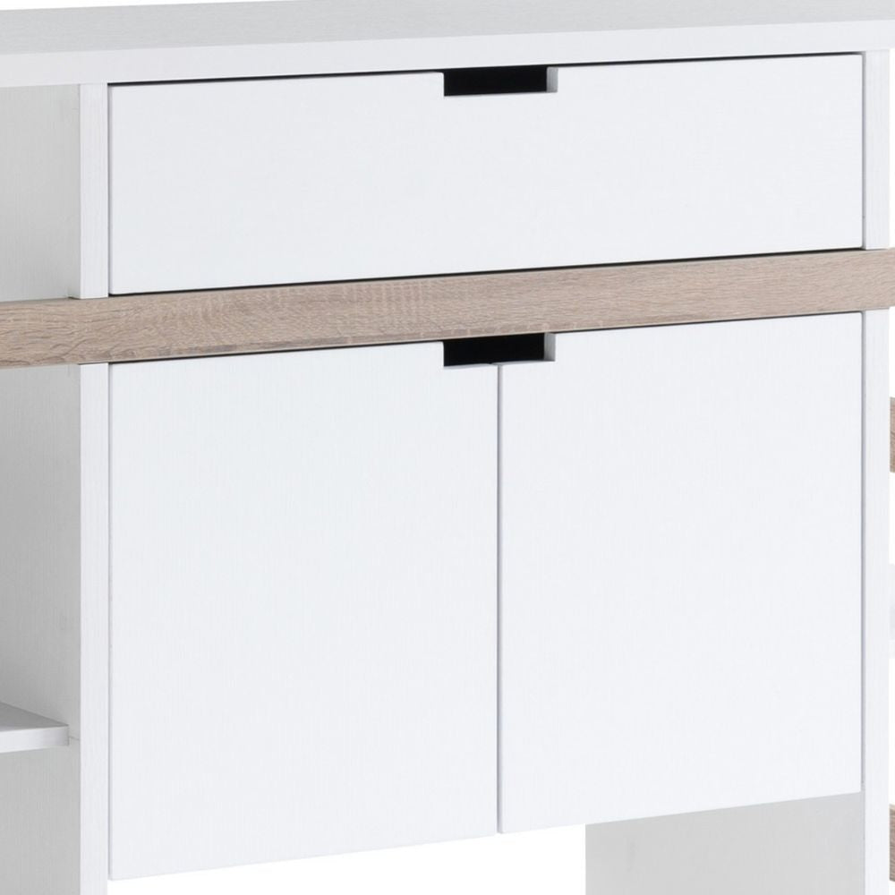 47 Inch Serving Cabinet Buffet Sideboard Console 4 Shelves White Gray By Casagear Home BM293546