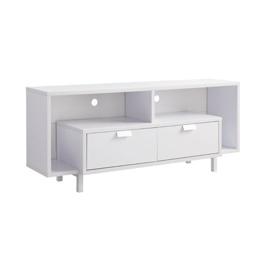 Jett 60 Inch TV Media Entertainment Console, 2 Drawers, 2 Shelves, White By Casagear Home