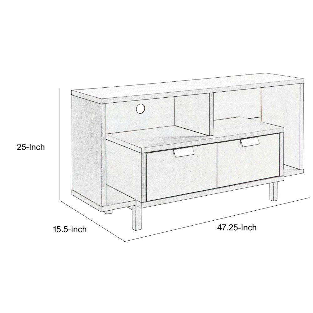 Jett 47 Inch TV Media Entertainment Console 2 Drawers 2 Shelves White By Casagear Home BM293560