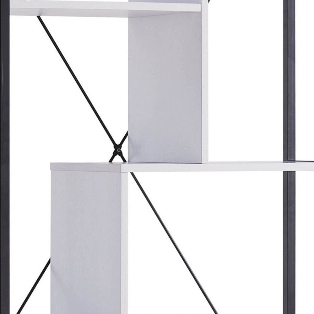 Viola 71 Inch Modern Display Cabinet with 7 Shelves Metal Frame White By Casagear Home BM293572