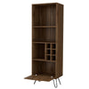 Ash 71 Inch Bar Cabinet 2 Shelves 6 Cubbies Hairpin Legs Mahogany Brown By Casagear Home BM293743