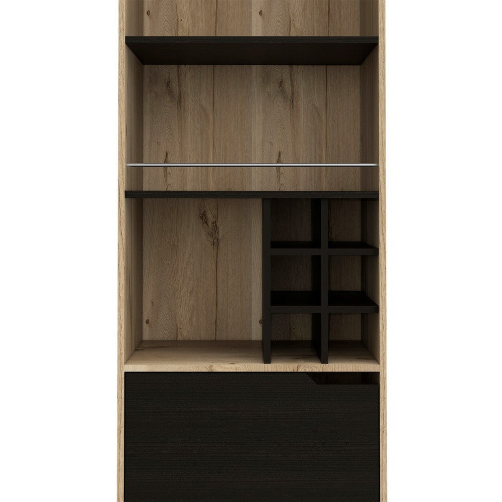 Ash 71 Inch Bar Cabinet 2 Shelves 6 Cubbies Hairpin Legs Walnut Brown By Casagear Home BM293754