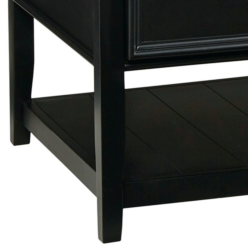 Billy 50 Inch Rectangular Coffee Table 2 Drawers Plank Style Shelf Black By Casagear Home BM293994