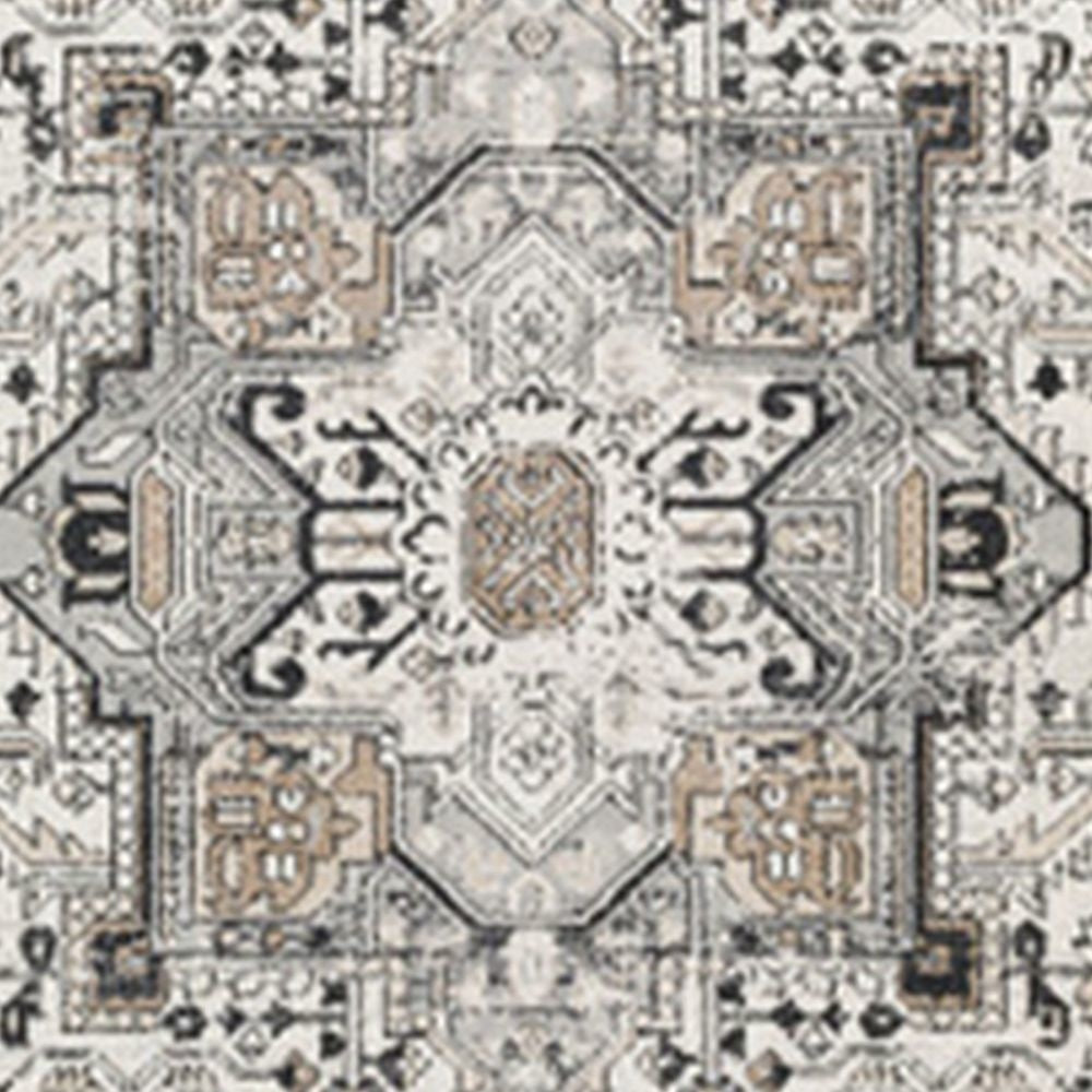 Cal 8 x 10 Area Rug Persian Inspired Medallion Print Soft Gray Polyester By Casagear Home BM293995