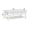 50 Inch Modern Rectangular Coffee Table with 2 Drawers in Classic White By Casagear Home BM294012