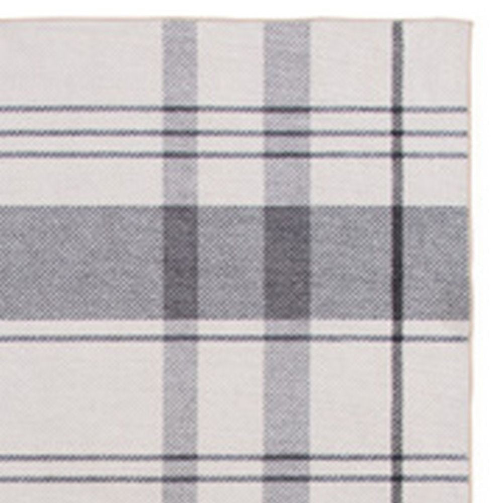 Kay 8 x 10 Area Rug Classic Plaid Print Soft Gray and White Polyester By Casagear Home BM294018