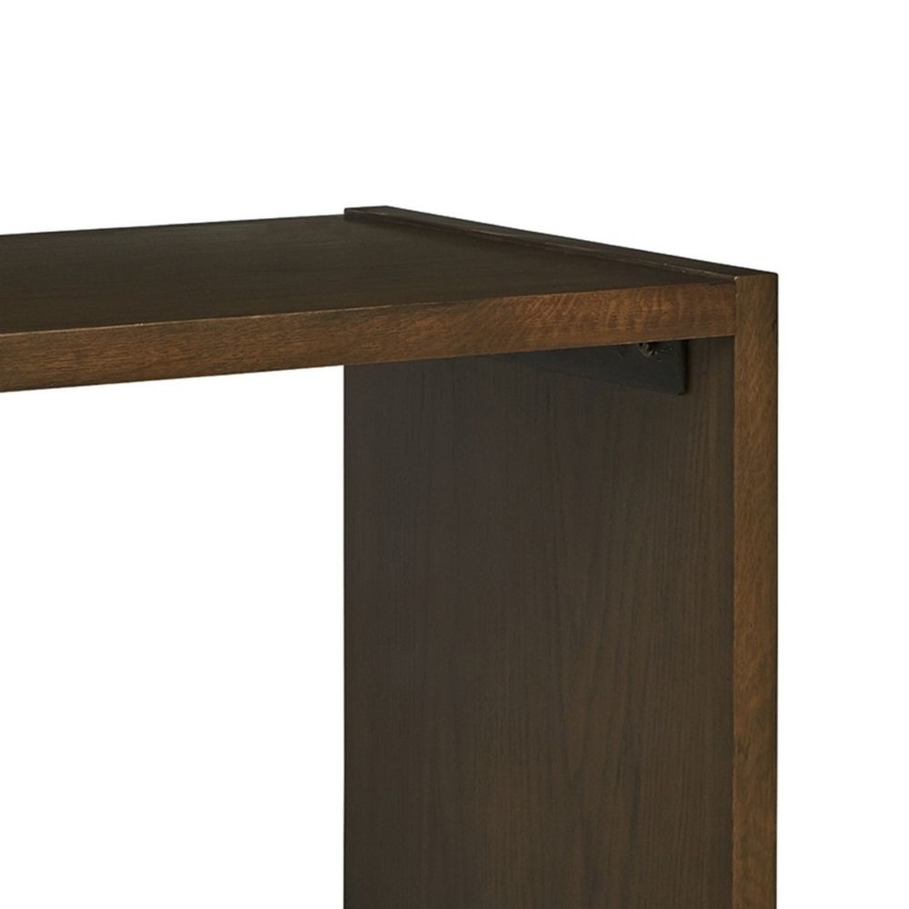 Vil 47 Inch Over Ottoman Table Side Panels and Casters Brown Oak Veneer By Casagear Home BM294021