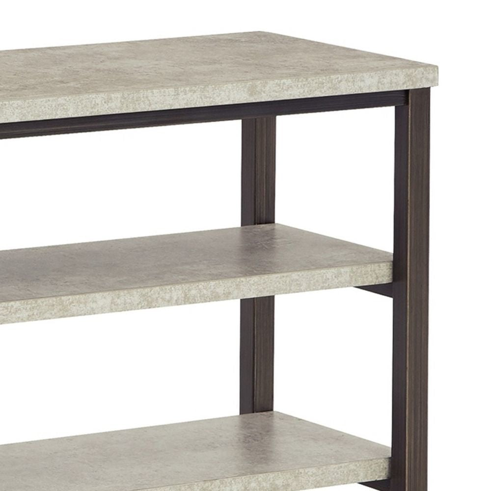 47 Inch Sofa Console Table 2 Open Shelves Faux Concrete Melamine Finish By Casagear Home BM294050