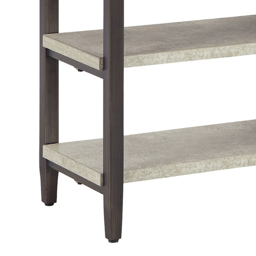 47 Inch Sofa Console Table 2 Open Shelves Faux Concrete Melamine Finish By Casagear Home BM294050