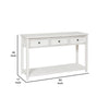 50 Inch Sofa Console Table 3 Drawers and Open Shelf Classic White FInish By Casagear Home BM294051