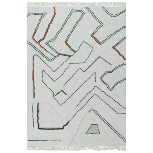 Wini 5 x 7 Area Rug, Gray Polyester, Multicolored Sporadic Lines Print By Casagear Home