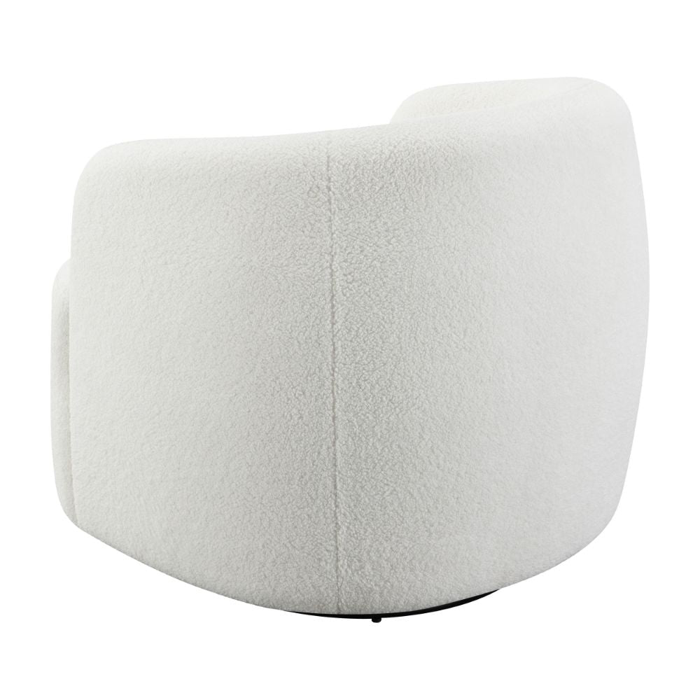 35 Inch Modern Swivel Accent Chair Padded Seat Round Barrel Back White By Casagear Home BM294140